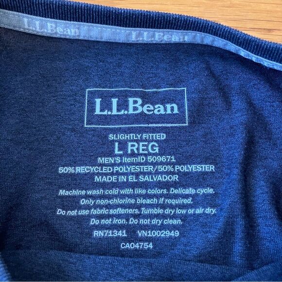 L.L. Bean Blue Base Layer Performance Outdoor Gorpcore Run Gym Short Sleeve Tee - Picture 3 of 7